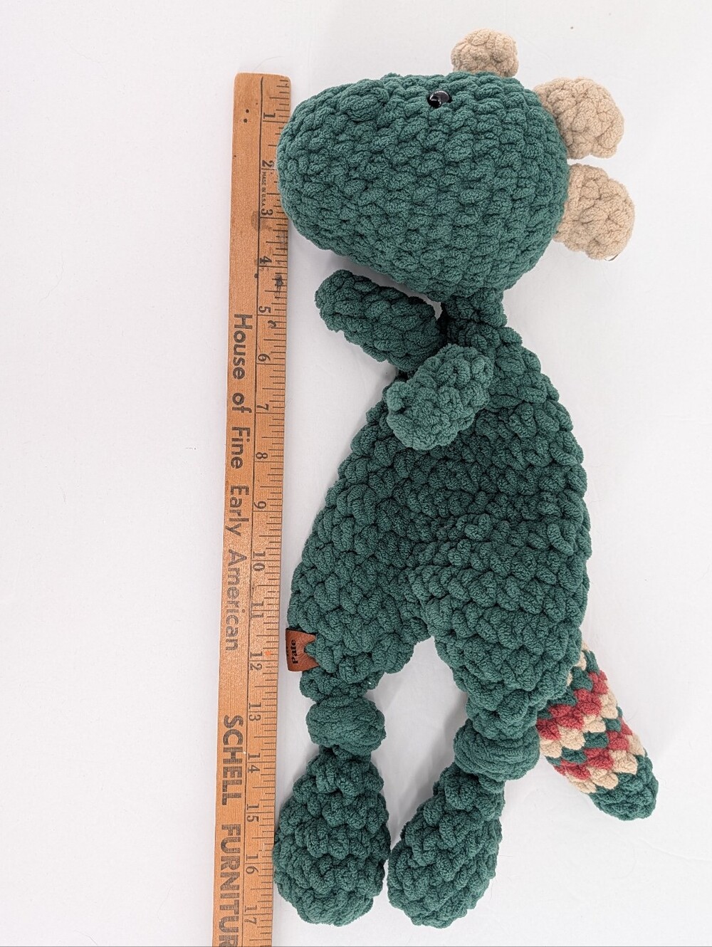 Pretty In Pate Crochet Knit Dinasaur Plushie Soft One Of Kind Custom Green - Picture 4 of 4